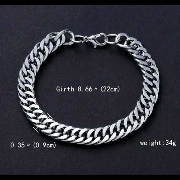 New Stainless Steel Curb Cuban Link Chain Bracelet - Picture 5 of 11